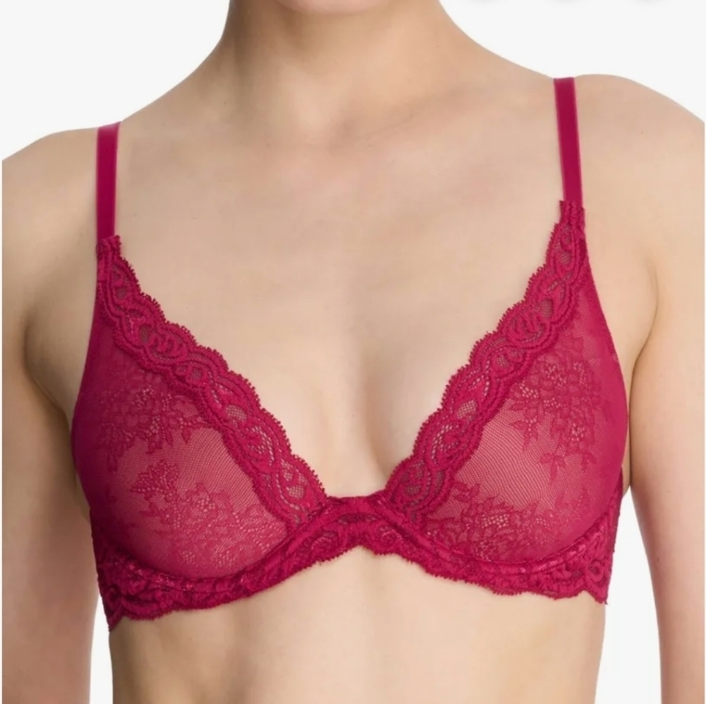 Nwt Natori Women's Feathers Lace Contour Underwire Plunge Bra 730023 Primerose